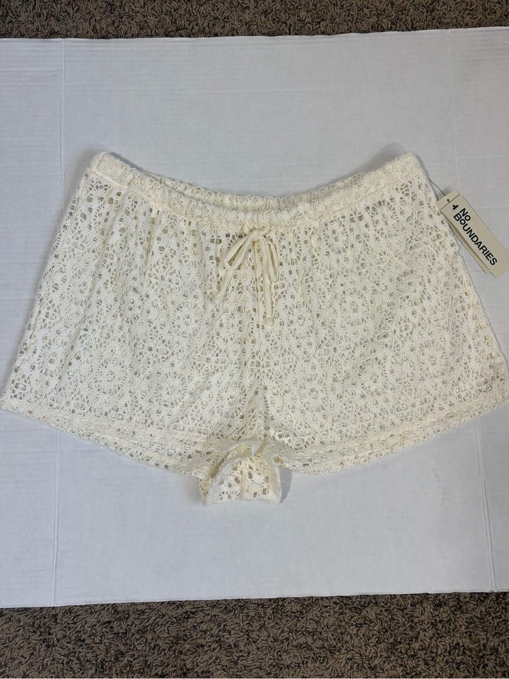 No Boundaries Cream Crochet Lounge Shorts